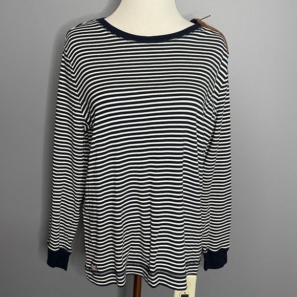 Lauren Ralph Lauren Tops - Lauren Ralph Lauren 100% cotton striped leather zipper shoulder elbow size 1X